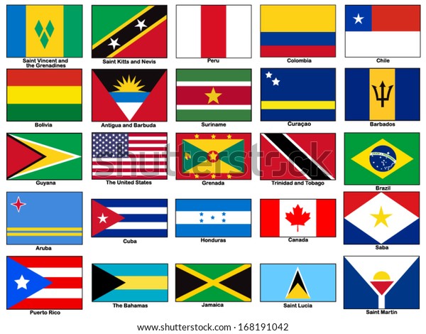 America Continent Flags Vector Set Stock Vector (Royalty Free ...