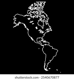 Mapa do continente americano. Conceito preto e branco. ilustração vetorial.