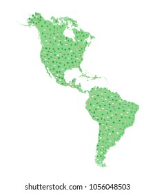 America continent map with trees and houses