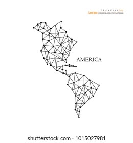 America continent map,north and south.vector illustration.