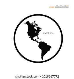 America continent map,north and south.vector illustration.