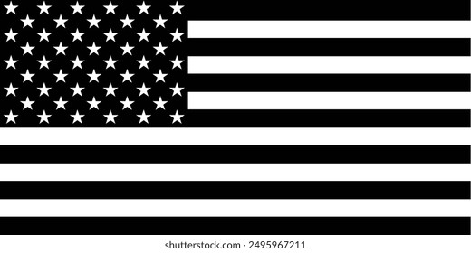 America Country Black and white color of Flag vector design and illustration 