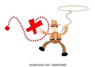 america cowboy and exploration treasure cross mark cartoon doodle flat design style vector illustration