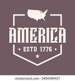 America design vector for t-shirt. America text with map on it	