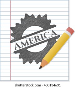 America draw with pencil effect