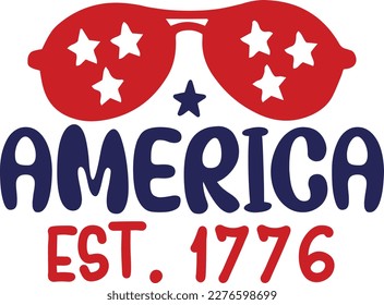 America Est 1776 4th of July typography Designs for Clothing and Accessories