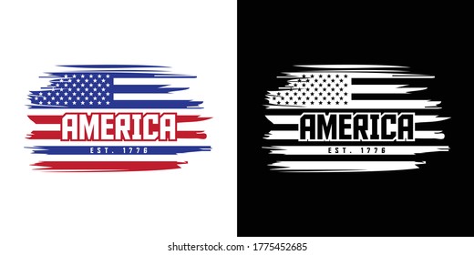 America EST 1776 Printable Vector Illustration