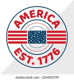 America EST 1776 SVG Printable Vector Illustration