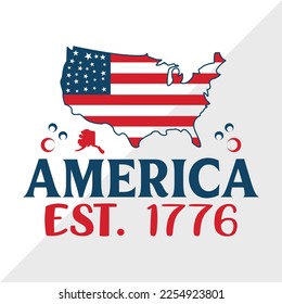 Amerika EST 1776 SVG Printable Vektorgrafik