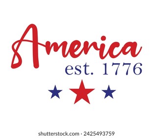 América est. 1776 Camiseta, 4 de julio Camiseta, 4 de julio, América, bandera de EE.UU., vacaciones de EE.UU., Patriótico, Día de la Independencia Camiseta, archivo de corte para la silueta de Cricut