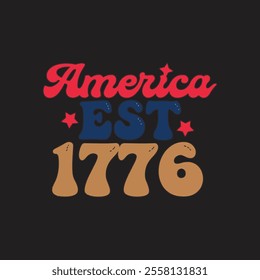 America est 1776 typography t shirt design