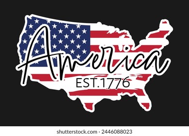 America est. 1776 United States Map Independence Day 4th of July USA Patriotic Sticker