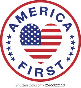 America First, God Bless America, American Flag, American Heart, Honoring All Who Served, Patriotic, In Honor of our Heroes, Military, Soldier, American Star, Veterans Day, USA, Eagle, Vector, Logo