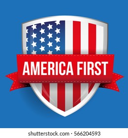 America First shield with USA flag