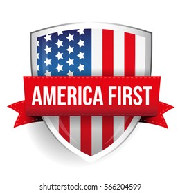 America First Shield With USA Flag