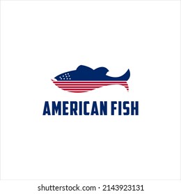 america fish logo design. USA flag vector 