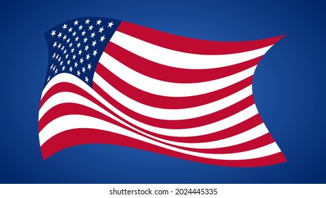 America flag with amazing wave style effect. You can use this asset for Independence day of US, flyer, card, brochure, broadcast, streaming, education, presentation, advertisement, sport, webinar etc.