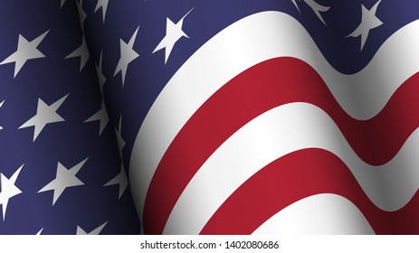 America flag background collection . Waving design . Ratio 16 : 9 . 4th of July independence day concept . Vector .