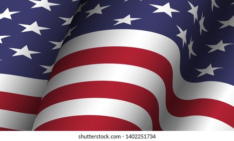 America flag background collection . Waving design . Ratio 16 : 9 . 4th of July independence day concept . Vector .