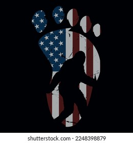 America flag bigfoot t shirt design for adventure lovers