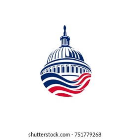 America Flag Capitol Building Logo and Illustration