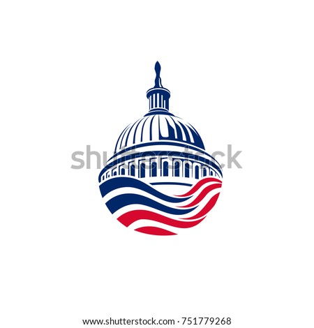 America Flag Capitol Building Logo and Illustration