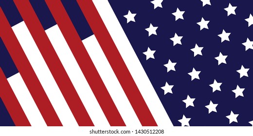 America flag celebration independence day .Colored flag Vector modern pattern with white star. 