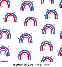 America flag colours. Rainbow. Seamless pattern. Vector