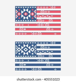 America flag ethnic illustration, t-shirt graphics, vectors