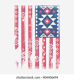 America flag ethnic indian illustration, typography, t-shirt graphics, vectors