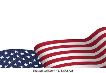 Bandera de Estados Unidos. Banderas de Estados Unidos. Antecedentes de la señalización en los Estados Unidos de América. Símbolo del Día de la Independencia. ilustración vectorial