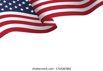 Bandera de Estados Unidos. Banderas de Estados Unidos. Antecedentes de la señalización en los Estados Unidos de América. Símbolo del Día de la Independencia. ilustración vectorial