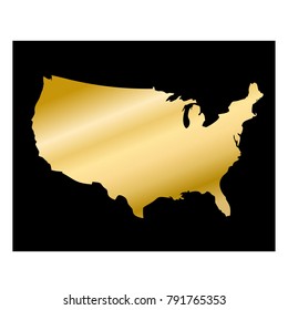 America flag in golden map vector illustration
