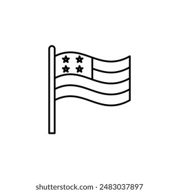 America flag icon vector.Editable stroke.linear style sign for use web design and mobile apps,logo.Symbol illustration,Pixel vector graphics.