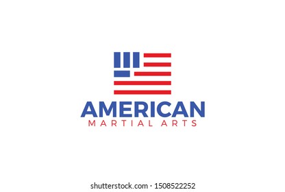 America flag logo forming a symbol of fist as martial art 