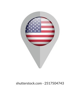 America flag map pin isolated icon vector illustration. American countries location point, sign shape.