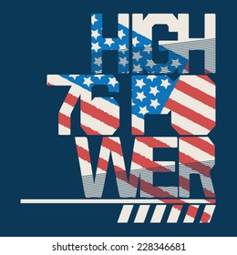 America flag music typography, t-shirt graphics, vector