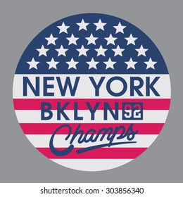 America flag New York sport typography, t-shirt graphics, vectors