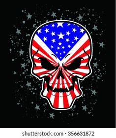 America Flag painted on a skull