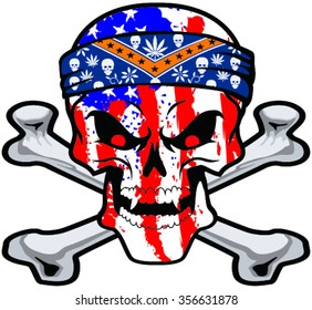 America Flag painted on a skull