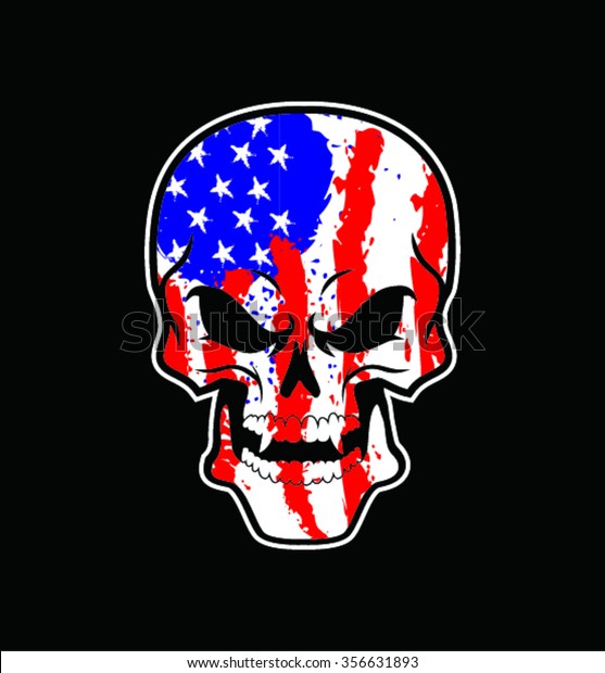 America Flag Painted On Skull Stock Vector (Royalty Free) 356631893