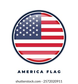 America flag round design circle vector template