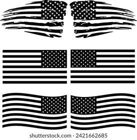 America Flag Silhouette, USA Distressed Flag Vector Design svg