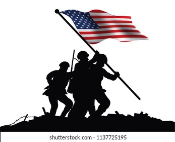 America Flag Soldiers Vector Drawing Stock Vector (Royalty Free