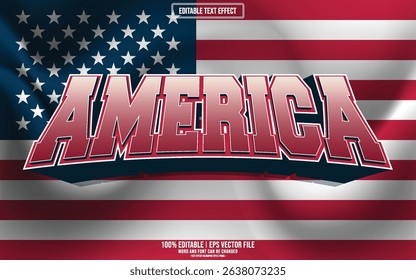 America flag style 3D editable text effect