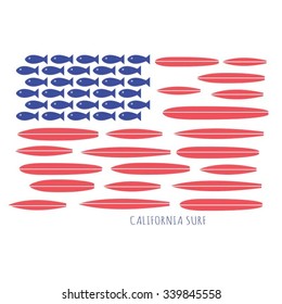 America flag surf typography, t-shirt graphics, vectors