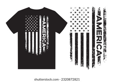 America Flag T Shirt Design