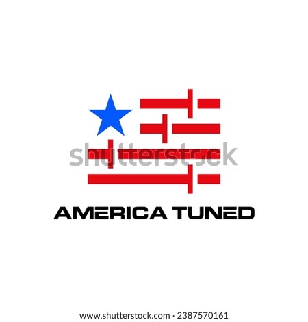 AMERICA FLAG TUNED TUNER RECORD MUSIC PERFORMANCE LOGO VECTOR ICON ILLUSTRATION