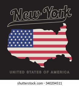 America flag typography, t-shirt graphics, vectors