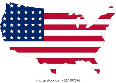 America flag in U.S.A map.
The United States of America (USA), commonly referred to as the United States (U.S.) or America, is a federal republic composed of 50 states.